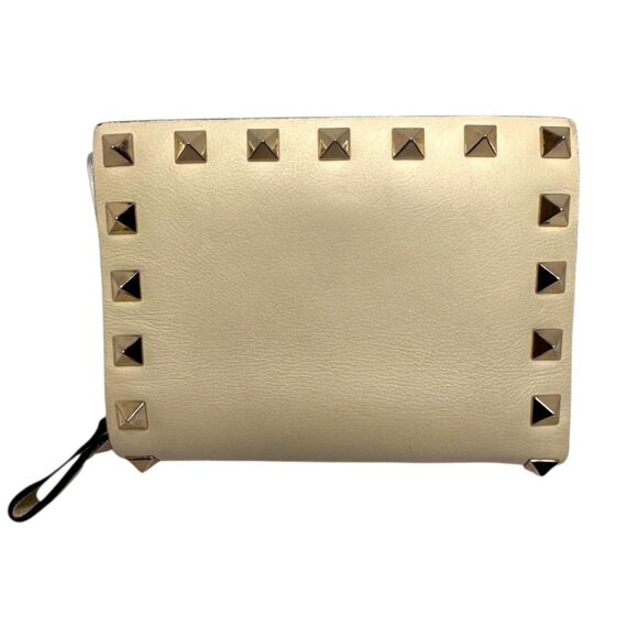 Valentino Garavani Rockstud Leather Card Holder Ivory - Picture 2 of 7